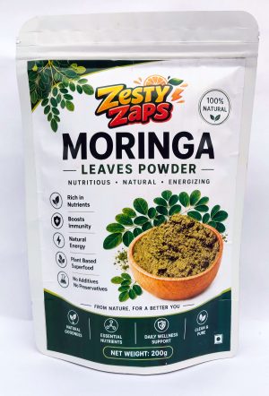 Zesty Zaps Moringa Powder 100g and 200g | 100% Pure Moringa Leaf Powder | Natural Plant-Based Superfood | No Additives, No Preservatives | Vegan Friendly | Nutrient Rich Green Powder