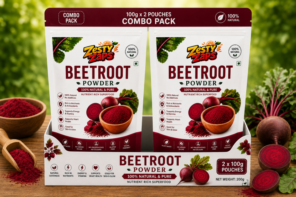 Zesty Zaps Beetroot Powder Combo Pack 100g X 2 | 100% Pure Beetroot Powder | Natural Superfood | No Added Sugar | No Preservatives | Vegan Friendly | Nutrient Rich Beet Root Powder
