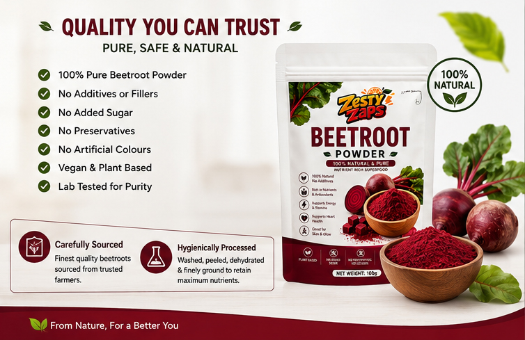 Zesty Zaps Beetroot Powder Combo Pack 100g X 2 | 100% Pure Beetroot Powder | Natural Superfood | No Added Sugar | No Preservatives | Vegan Friendly | Nutrient Rich Beet Root Powder - Image 5